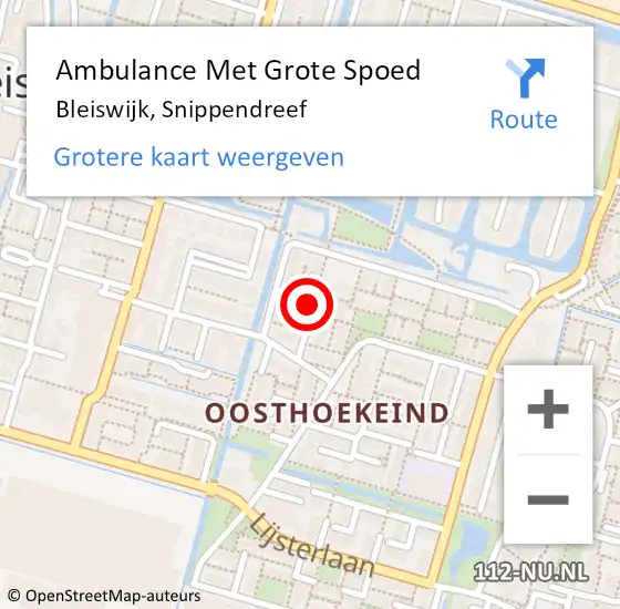 Locatie op kaart van de 112 melding: Ambulance Met Grote Spoed Naar Bleiswijk, Snippendreef op 23 januari 2022 21:28