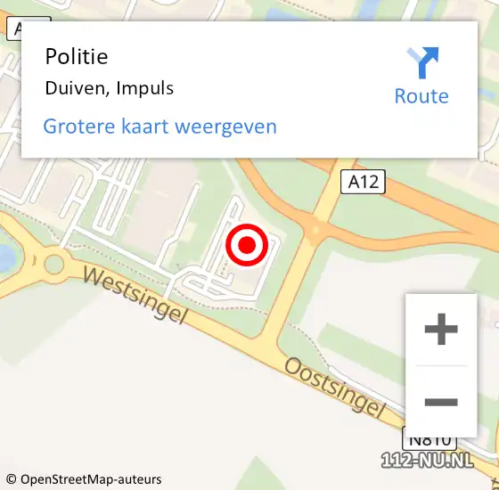 Locatie op kaart van de 112 melding: Politie Duiven, Impuls op 23 januari 2022 21:34