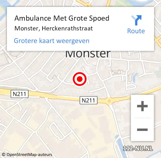 Locatie op kaart van de 112 melding: Ambulance Met Grote Spoed Naar Monster, Herckenrathstraat op 23 januari 2022 21:42