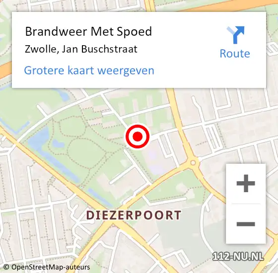 Locatie op kaart van de 112 melding: Brandweer Met Spoed Naar Zwolle, Jan Buschstraat op 23 januari 2022 22:12