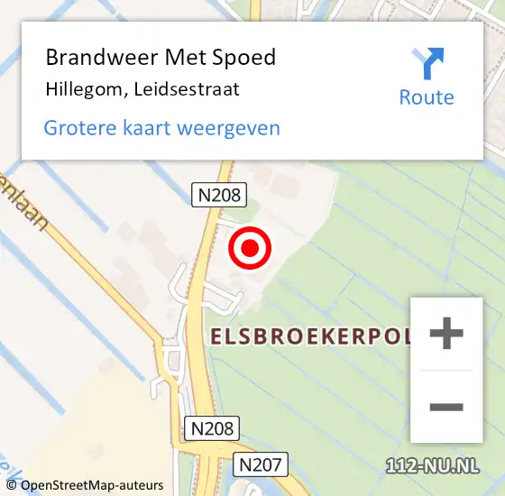 Locatie op kaart van de 112 melding: Brandweer Met Spoed Naar Hillegom, Leidsestraat op 23 januari 2022 23:10