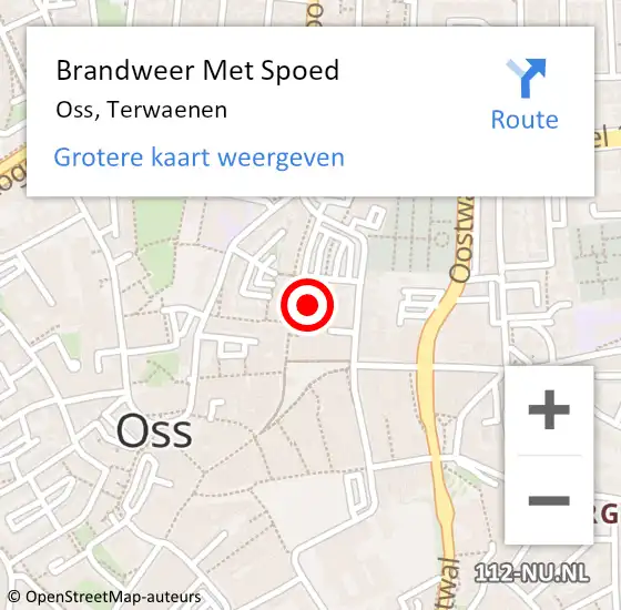 Locatie op kaart van de 112 melding: Brandweer Met Spoed Naar Oss, Terwaenen op 23 januari 2022 23:55