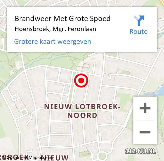 Locatie op kaart van de 112 melding: Brandweer Met Grote Spoed Naar Hoensbroek, Mgr. Feronlaan op 24 januari 2022 00:32