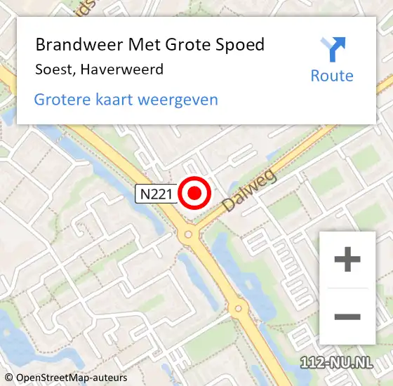 Locatie op kaart van de 112 melding: Brandweer Met Grote Spoed Naar Soest, Haverweerd op 24 januari 2022 00:39