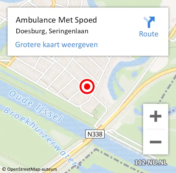 Locatie op kaart van de 112 melding: Ambulance Met Spoed Naar Doesburg, Seringenlaan op 24 januari 2022 01:30