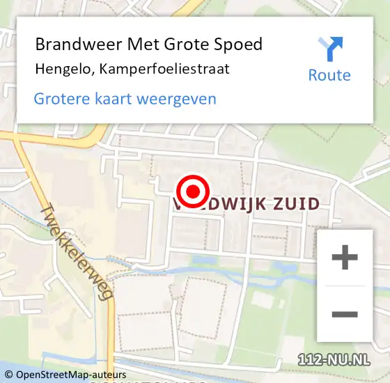 Locatie op kaart van de 112 melding: Brandweer Met Grote Spoed Naar Hengelo, Kamperfoeliestraat op 24 januari 2022 02:10