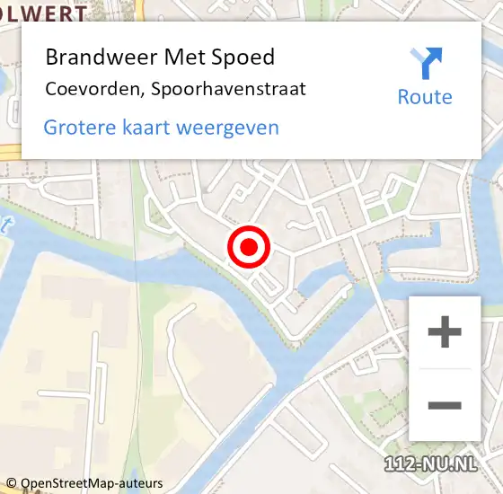 Locatie op kaart van de 112 melding: Brandweer Met Spoed Naar Coevorden, Spoorhavenstraat op 6 juli 2014 05:12