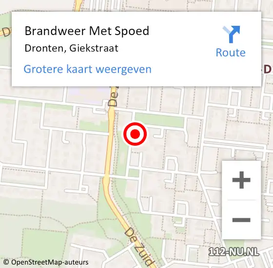 Locatie op kaart van de 112 melding: Brandweer Met Spoed Naar Dronten, Giekstraat op 24 januari 2022 02:46