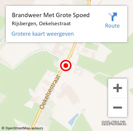 Locatie op kaart van de 112 melding: Brandweer Met Grote Spoed Naar Rijsbergen, Oekelsestraat op 24 januari 2022 02:47