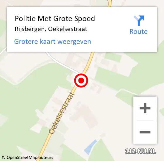 Locatie op kaart van de 112 melding: Politie Met Grote Spoed Naar Rijsbergen, Oekelsestraat op 24 januari 2022 03:11