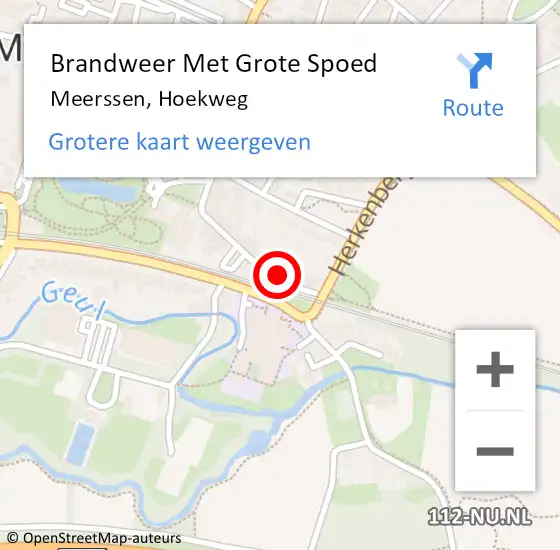 Locatie op kaart van de 112 melding: Brandweer Met Grote Spoed Naar Meerssen, Hoekweg op 24 januari 2022 03:38