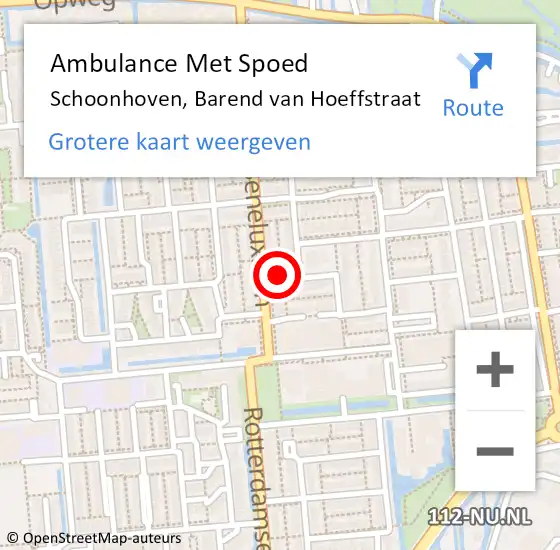 Locatie op kaart van de 112 melding: Ambulance Met Spoed Naar Schoonhoven, Barend van Hoeffstraat op 24 januari 2022 04:45