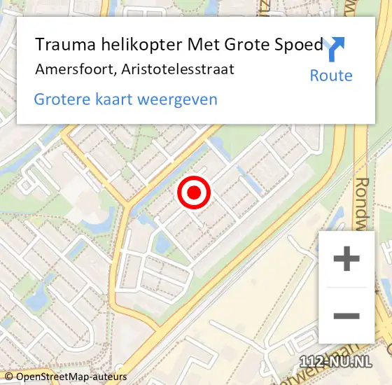 Locatie op kaart van de 112 melding: Trauma helikopter Met Grote Spoed Naar Amersfoort, Aristotelesstraat op 24 januari 2022 05:18