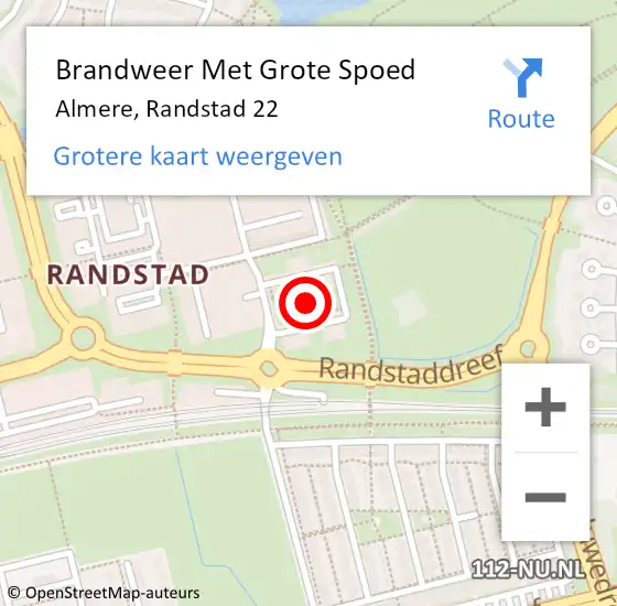 Locatie op kaart van de 112 melding: Brandweer Met Grote Spoed Naar Almere, Randstad 22 op 24 januari 2022 05:30