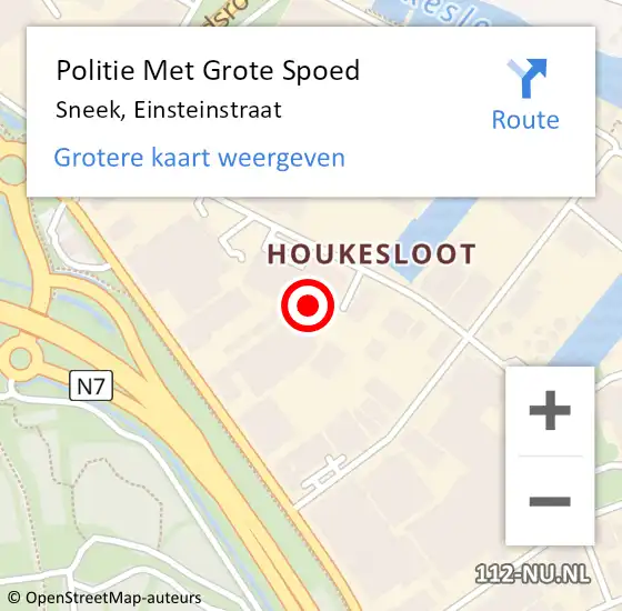 Locatie op kaart van de 112 melding: Politie Met Grote Spoed Naar Sneek, Einsteinstraat op 24 januari 2022 06:25