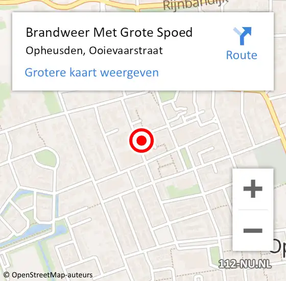 Locatie op kaart van de 112 melding: Brandweer Met Grote Spoed Naar Opheusden, Ooievaarstraat op 24 januari 2022 06:32