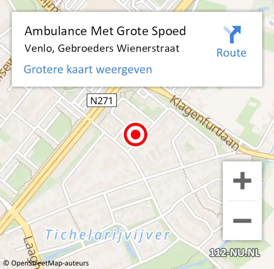 Locatie op kaart van de 112 melding: Ambulance Met Grote Spoed Naar Venlo, Gebroeders Wienerstraat op 24 januari 2022 06:34