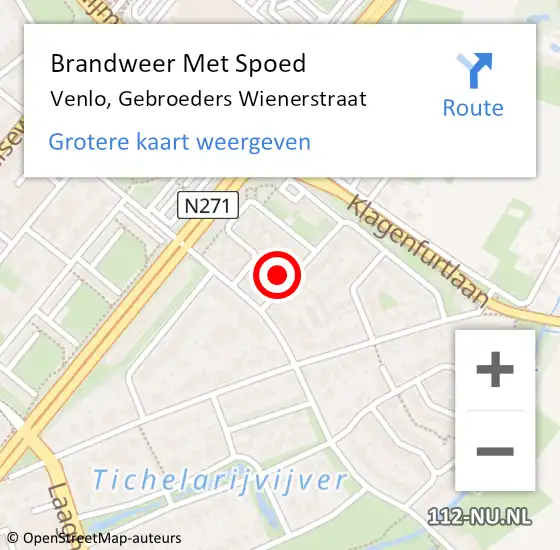 Locatie op kaart van de 112 melding: Brandweer Met Spoed Naar Venlo, Gebroeders Wienerstraat op 24 januari 2022 06:35