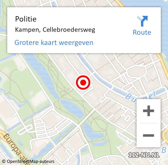 Locatie op kaart van de 112 melding: Politie Kampen, Cellebroedersweg op 24 januari 2022 06:43