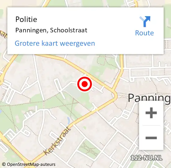 Locatie op kaart van de 112 melding: Politie Panningen, Schoolstraat op 24 januari 2022 06:51