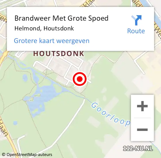 Locatie op kaart van de 112 melding: Brandweer Met Grote Spoed Naar Helmond, Houtsdonk op 24 januari 2022 06:52