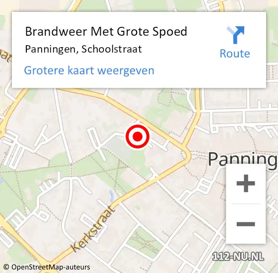 Locatie op kaart van de 112 melding: Brandweer Met Grote Spoed Naar Panningen, Schoolstraat op 24 januari 2022 06:53