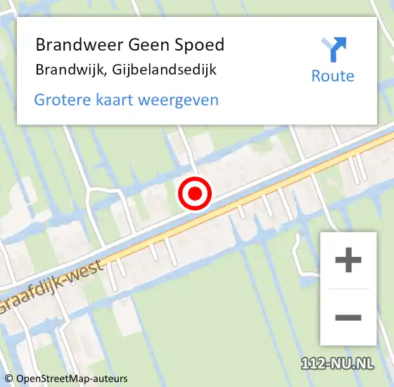 Locatie op kaart van de 112 melding: Brandweer Geen Spoed Naar Brandwijk, Gijbelandsedijk op 24 januari 2022 07:01