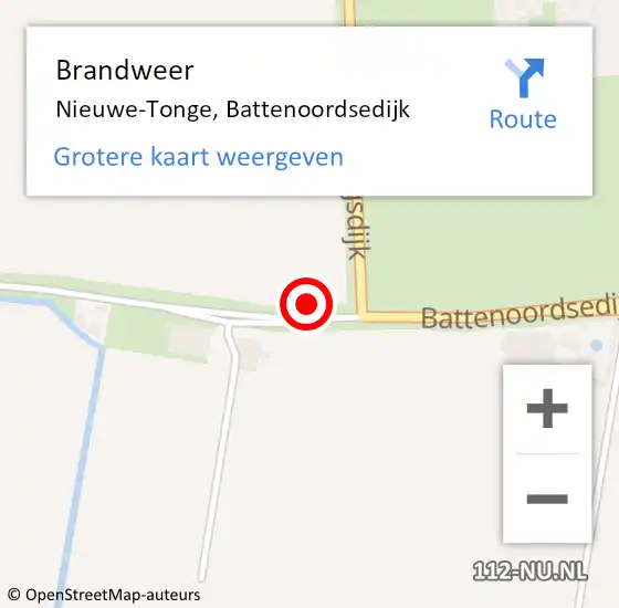 Locatie op kaart van de 112 melding: Brandweer Nieuwe-Tonge, Battenoordsedijk op 24 januari 2022 07:44