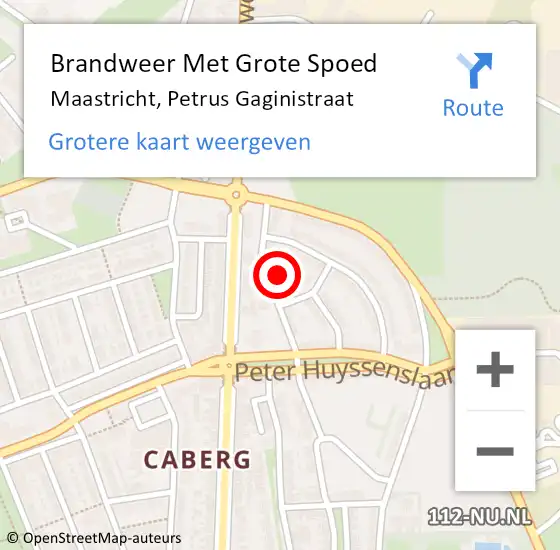 Locatie op kaart van de 112 melding: Brandweer Met Grote Spoed Naar Maastricht, Petrus Gaginistraat op 24 januari 2022 07:45