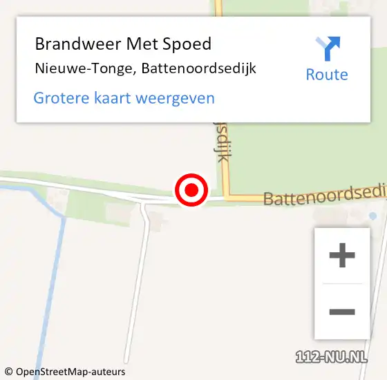 Locatie op kaart van de 112 melding: Brandweer Met Spoed Naar Nieuwe-Tonge, Battenoordsedijk op 24 januari 2022 08:10