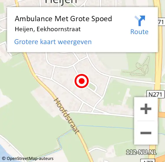 Locatie op kaart van de 112 melding: Ambulance Met Grote Spoed Naar Heijen, Eekhoornstraat op 6 juli 2014 06:08