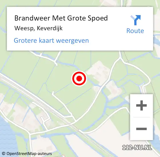 Locatie op kaart van de 112 melding: Brandweer Met Grote Spoed Naar Weesp, Keverdijk op 24 januari 2022 08:50