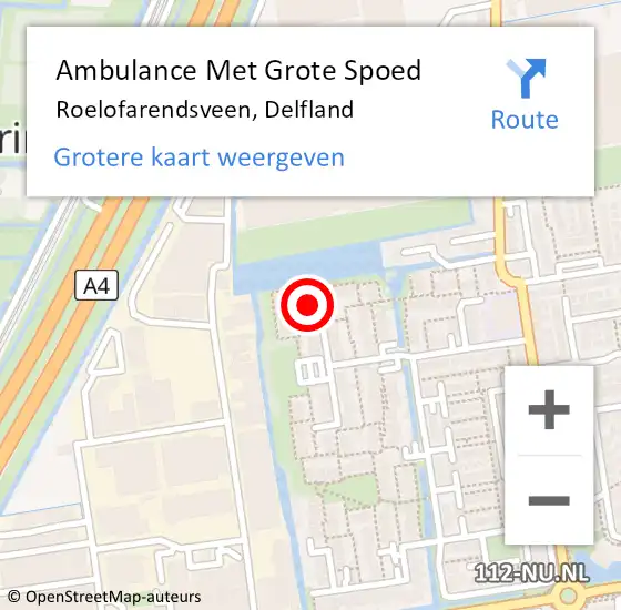 Locatie op kaart van de 112 melding: Ambulance Met Grote Spoed Naar Roelofarendsveen, Delfland op 6 juli 2014 06:35