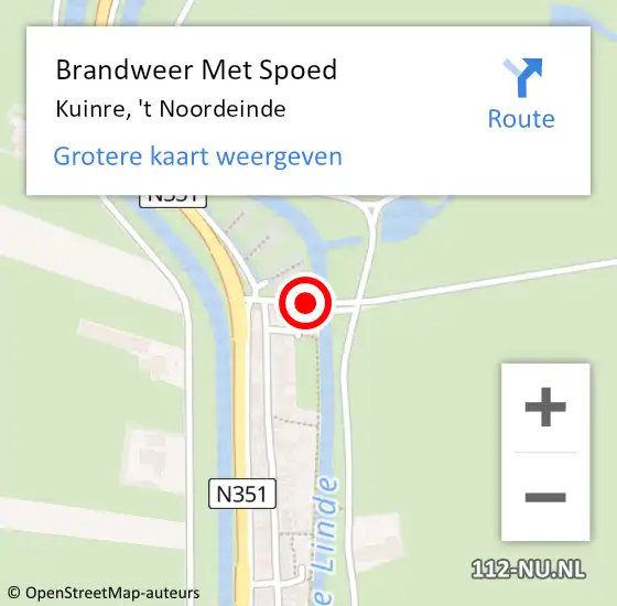 Locatie op kaart van de 112 melding: Brandweer Met Spoed Naar Kuinre, 't Noordeinde op 6 juli 2014 06:35