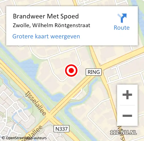 Locatie op kaart van de 112 melding: Brandweer Met Spoed Naar Zwolle, Wilhelm Röntgenstraat op 24 januari 2022 09:56