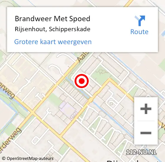 Locatie op kaart van de 112 melding: Brandweer Met Spoed Naar Rijsenhout, Schipperskade op 24 januari 2022 09:58