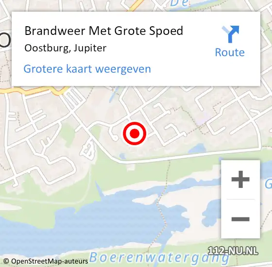 Locatie op kaart van de 112 melding: Brandweer Met Grote Spoed Naar Oostburg, Jupiter op 24 januari 2022 10:02