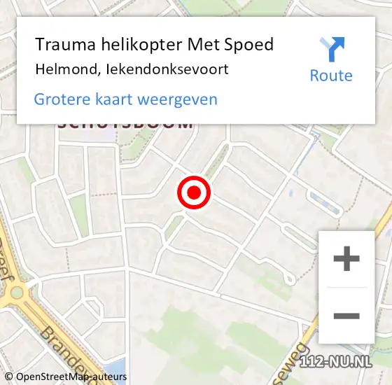 Locatie op kaart van de 112 melding: Trauma helikopter Met Spoed Naar Helmond, Iekendonksevoort op 24 januari 2022 10:02