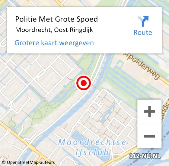 Locatie op kaart van de 112 melding: Politie Met Grote Spoed Naar Moordrecht, Oost Ringdijk op 24 januari 2022 10:15