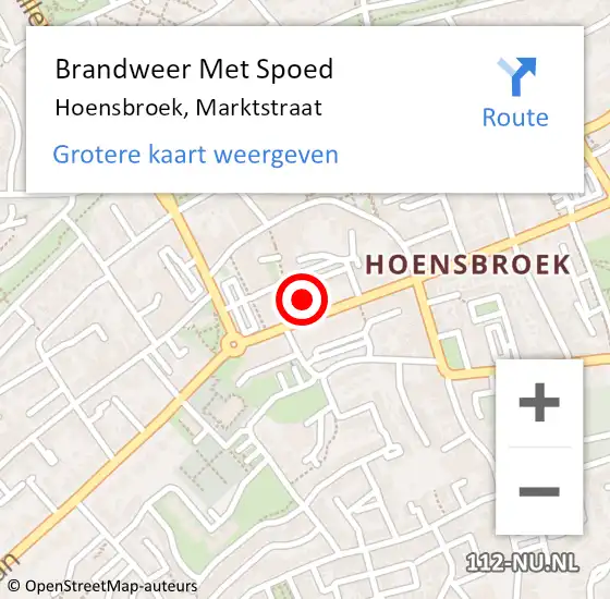 Locatie op kaart van de 112 melding: Brandweer Met Spoed Naar Hoensbroek, Marktstraat op 24 januari 2022 10:19