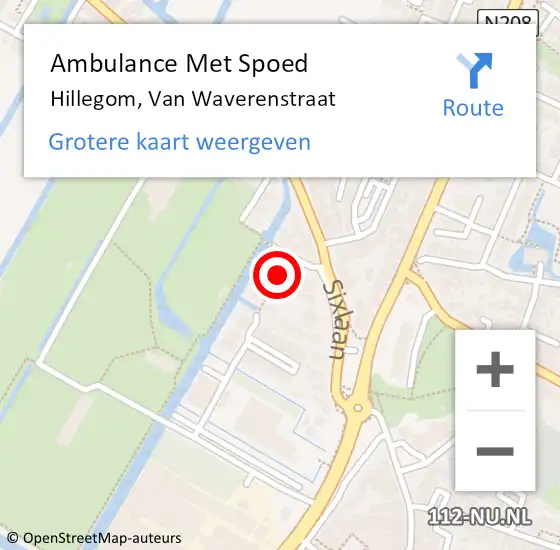 Locatie op kaart van de 112 melding: Ambulance Met Spoed Naar Hillegom, Van Waverenstraat op 24 januari 2022 10:26