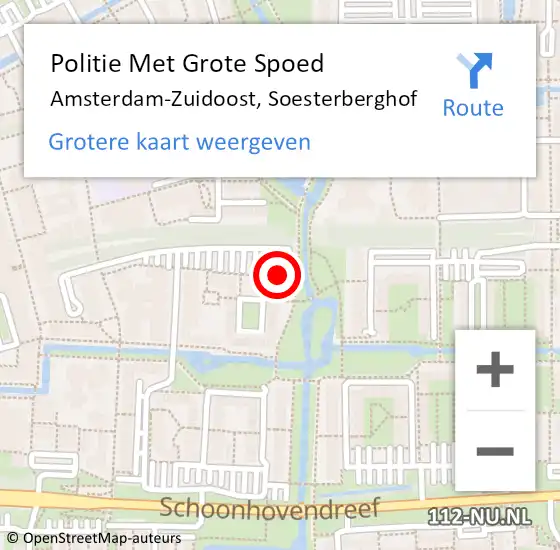 Locatie op kaart van de 112 melding: Politie Met Grote Spoed Naar Amsterdam-Zuidoost, Soesterberghof op 24 januari 2022 10:29