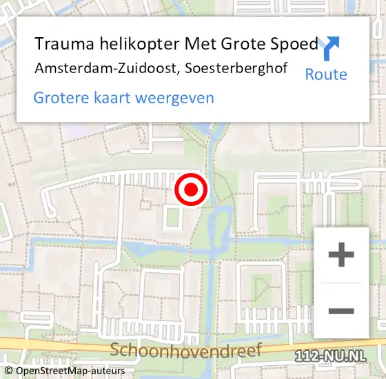 Locatie op kaart van de 112 melding: Trauma helikopter Met Grote Spoed Naar Amsterdam-Zuidoost, Soesterberghof op 24 januari 2022 10:30