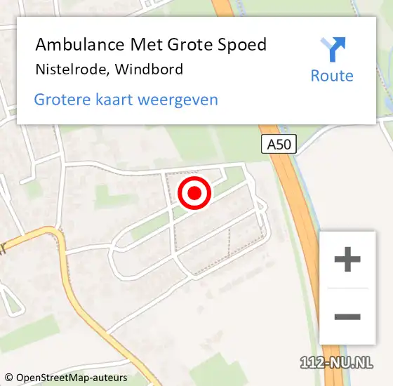 Locatie op kaart van de 112 melding: Ambulance Met Grote Spoed Naar Nistelrode, Windbord op 6 juli 2014 06:52