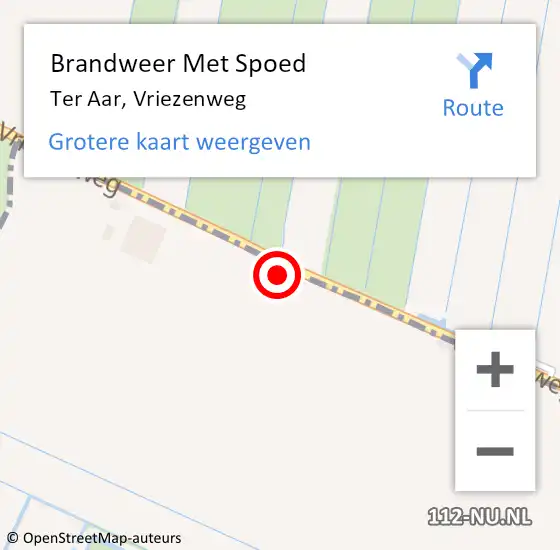 Locatie op kaart van de 112 melding: Brandweer Met Spoed Naar Ter Aar, Vriezenweg op 24 januari 2022 10:33