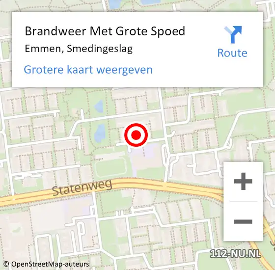 Locatie op kaart van de 112 melding: Brandweer Met Grote Spoed Naar Emmen, Smedingeslag op 24 januari 2022 10:33