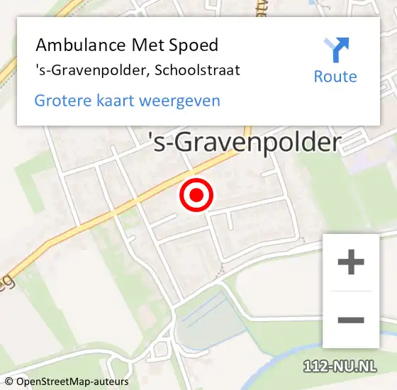Locatie op kaart van de 112 melding: Ambulance Met Spoed Naar 's-Gravenpolder, Schoolstraat op 6 juli 2014 06:54