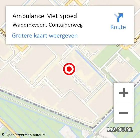 Locatie op kaart van de 112 melding: Ambulance Met Spoed Naar Waddinxveen, Containerweg op 24 januari 2022 11:03