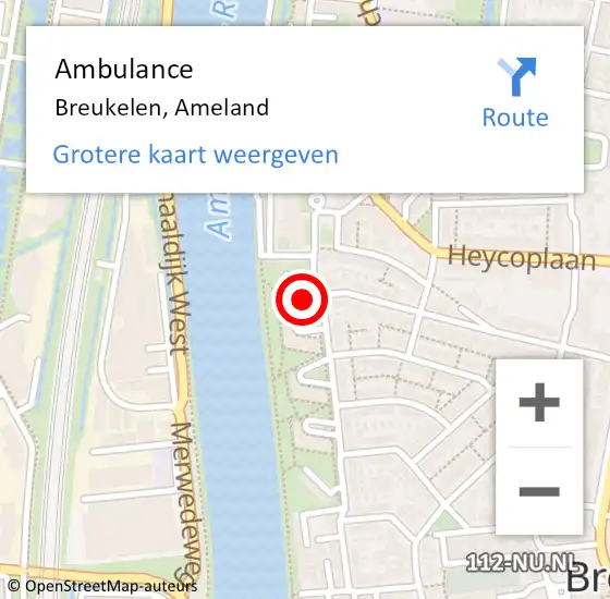 Locatie op kaart van de 112 melding: Ambulance Breukelen, Ameland op 6 juli 2014 07:04