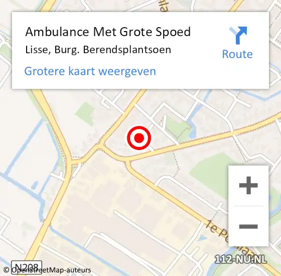 Locatie op kaart van de 112 melding: Ambulance Met Grote Spoed Naar Lisse, Burg. Berendsplantsoen op 24 januari 2022 11:48